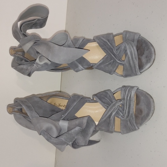 For Love And Lemons Shoes - RAYE x For Love and Lemons gray suede  sandal heels size 37.5